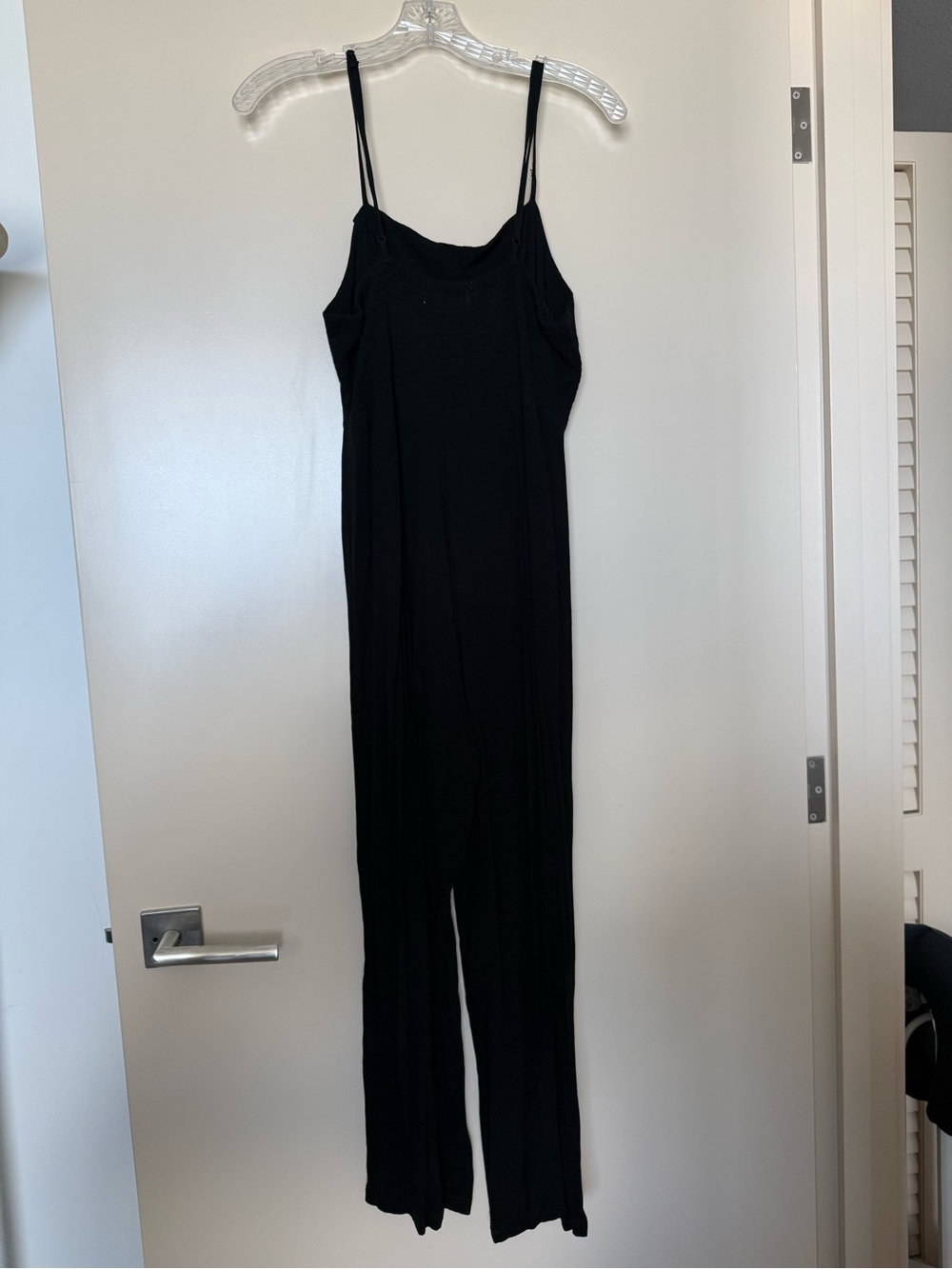 Ava Sky Black Spaghetti Strap Wide-Leg Jumpsuit with Side Buttons - Picture 4 of 7